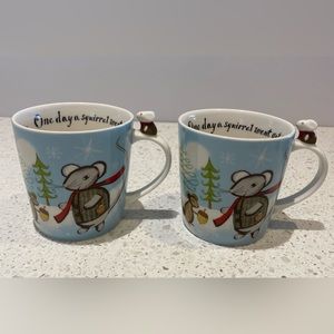 Set of 2 Starbucks Huxley Mouse Holiday Christmas New Bone China Mugs, 2010